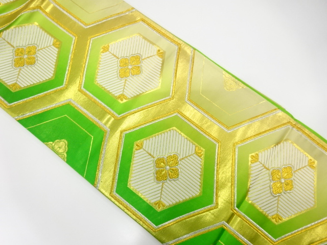 JAPANESE KIMONO / ANTIQUE FUKURO OBI / SILK / WOVEN KIKKO PATTERN